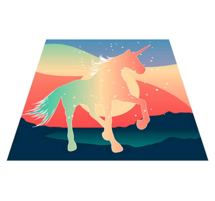 Tapis vinyle pour enfants silhouette de licorne magique - TenStickers