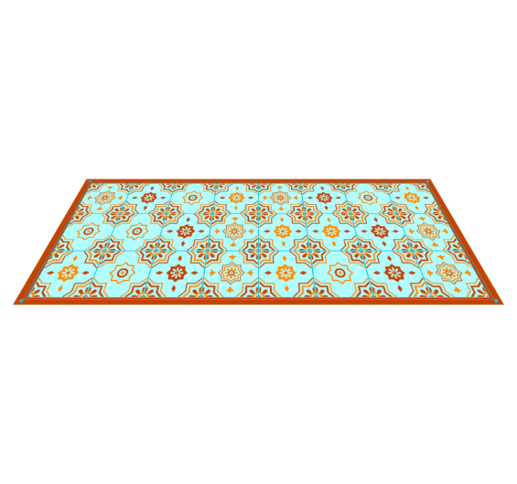 Tapis vinyle carreaux de ciment orange bleue - TenStickers