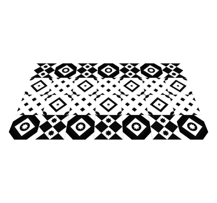 Tapis vinyle moderne patchwork noir et blanc - TenStickers