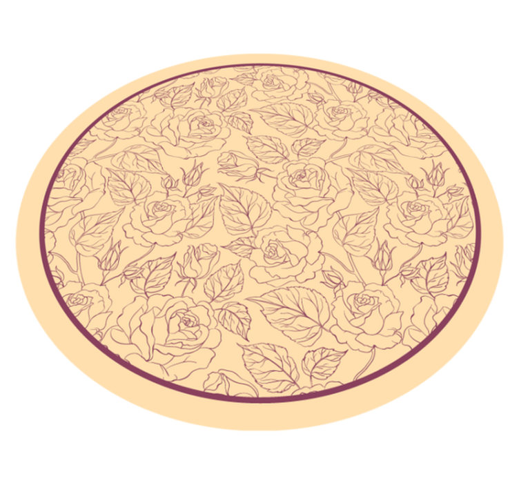 Tapis vinyle fleurs et plantes motif rose rond - TenStickers