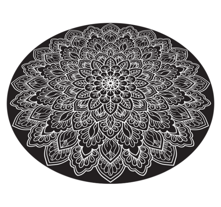 tapis vinyle mandala noir et blanc - TenStickers