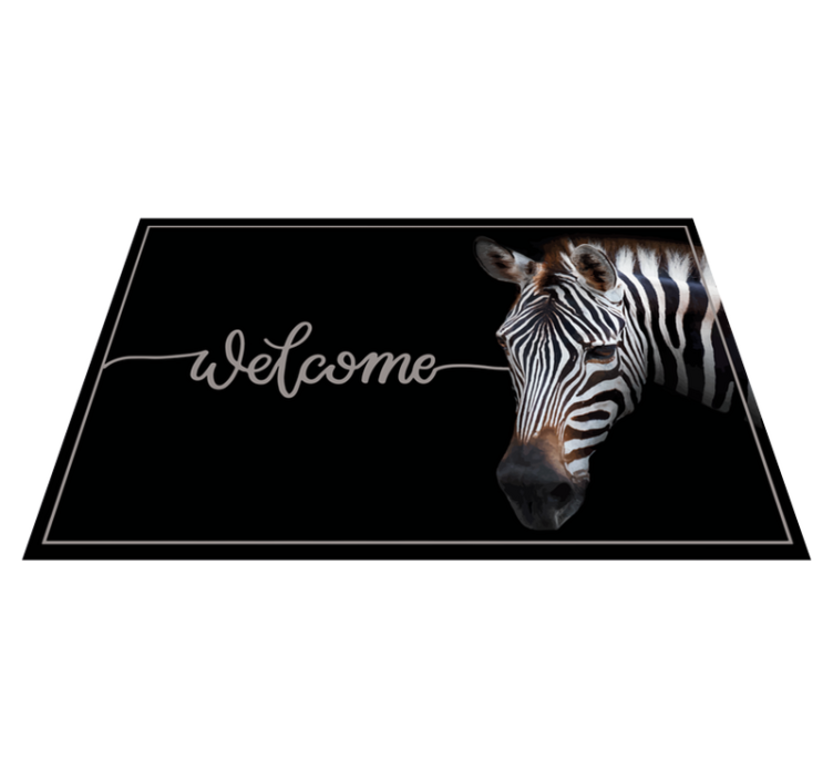 Tapis vinyle citation graphique de bienvenue zèbre - TenStickers