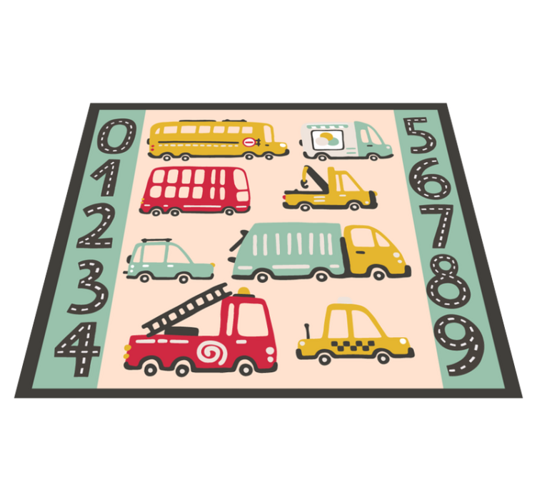 Tapis vinyle pour enfants Camion avec numéros - TenStickers