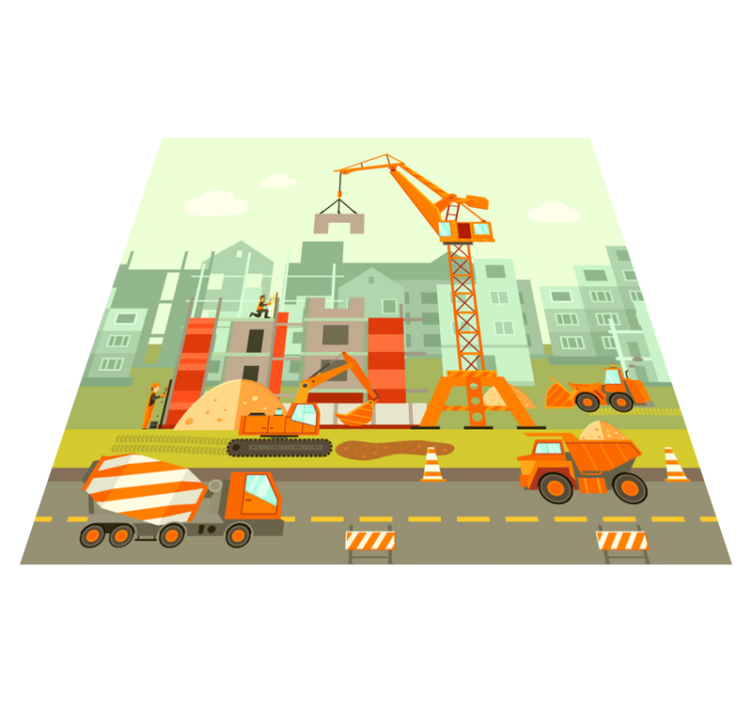 Tapis vinyle pour enfants Camions de chantier - TenStickers