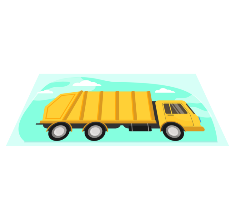 Tapis vinyle pour enfants Camion poubelle jaune - TenStickers
