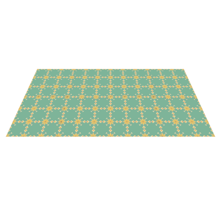 Tapis vinyle carreaux  floral vert vintage - TenStickers