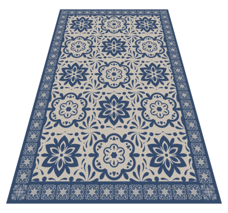 Tapis vinyle Thème floral hydraulique bleu - TenStickers