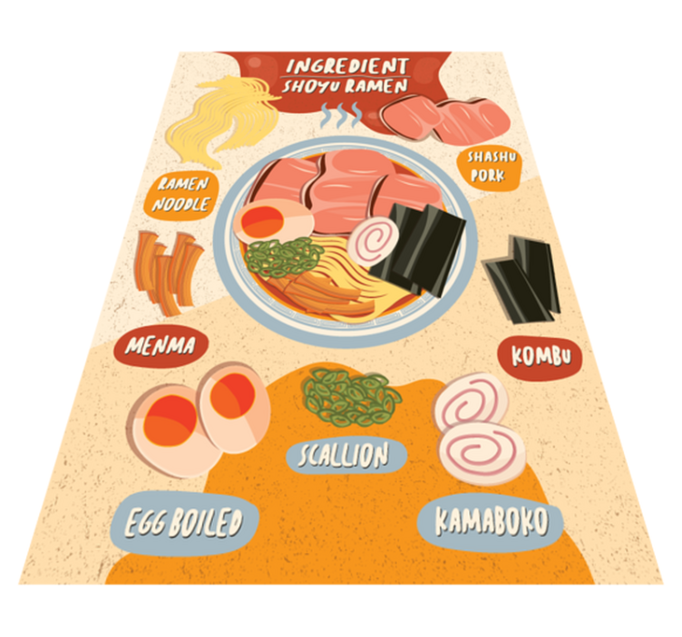 tapis vinyle cuisine Ramen de dessin animé mignon - TenStickers
