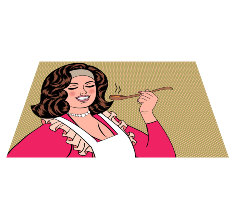 tapis vinyle cuisine Chef de bande dessinée retournant la nourrit - TenStickers