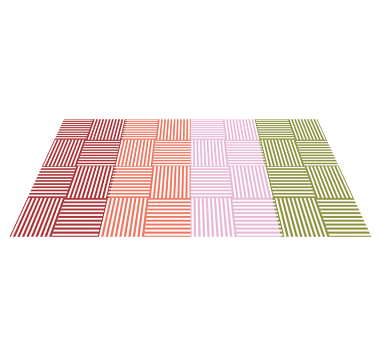 Tapis vinyle geometrique Carrés rayés colorés - TenStickers