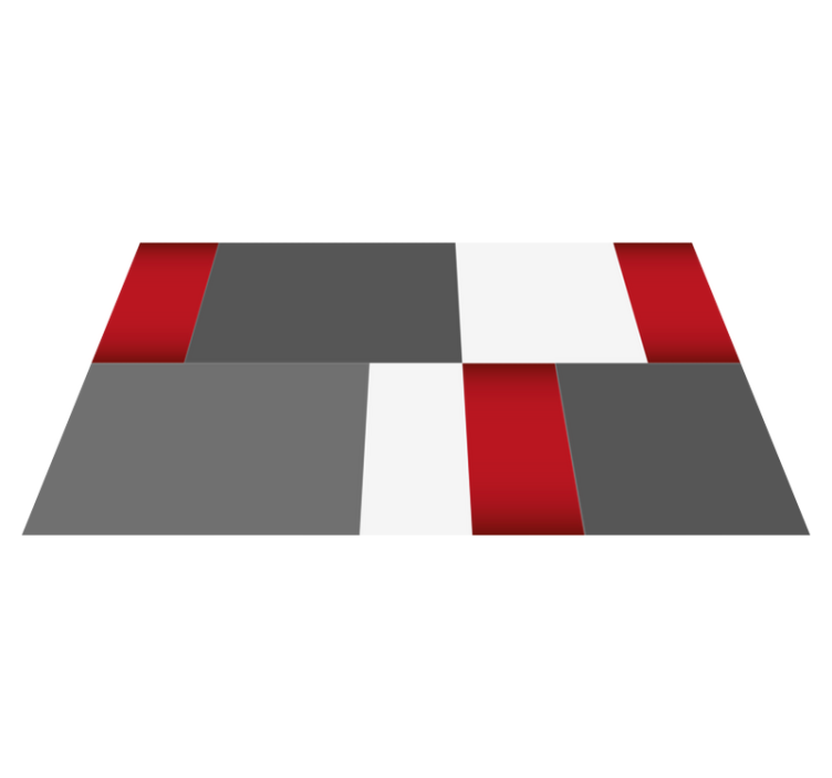 Tapis vinyle geometrique Carrelage carré moderne rouge, blanc et  - TenStickers