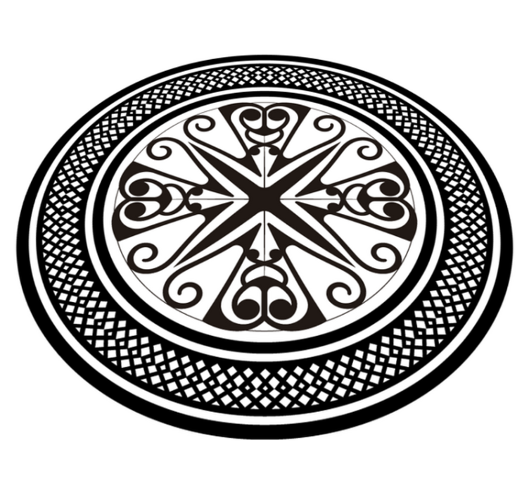 Tapis vinyle mandala Mandala noir et blanc - TenStickers