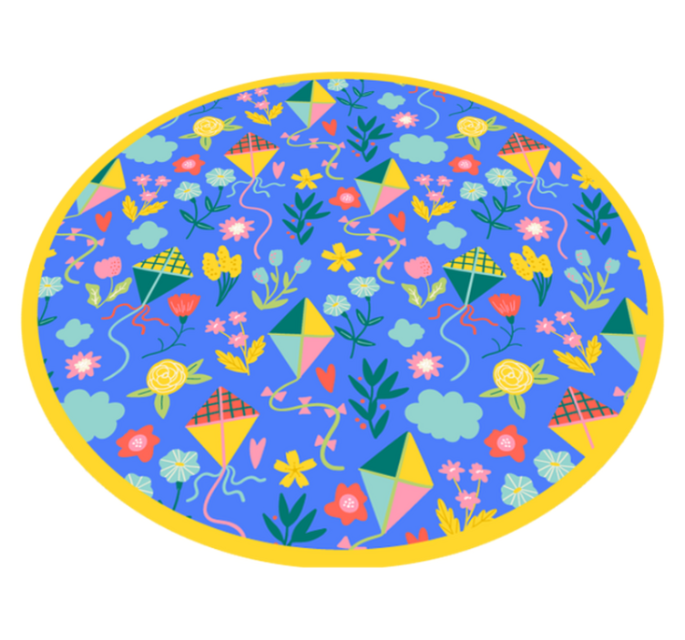 Tapis vinyle fleurs et plantes motif de cerf-volant fleuri - TenStickers