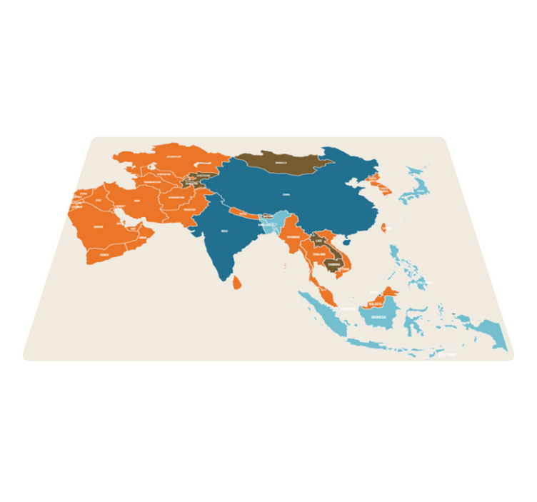 Tapis vinyle carte du monde Carte de l'asie - TenStickers