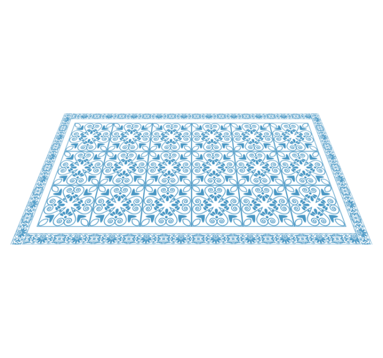 Tapis vinyle cuisine Carreaux bleus ornementaux - TenStickers