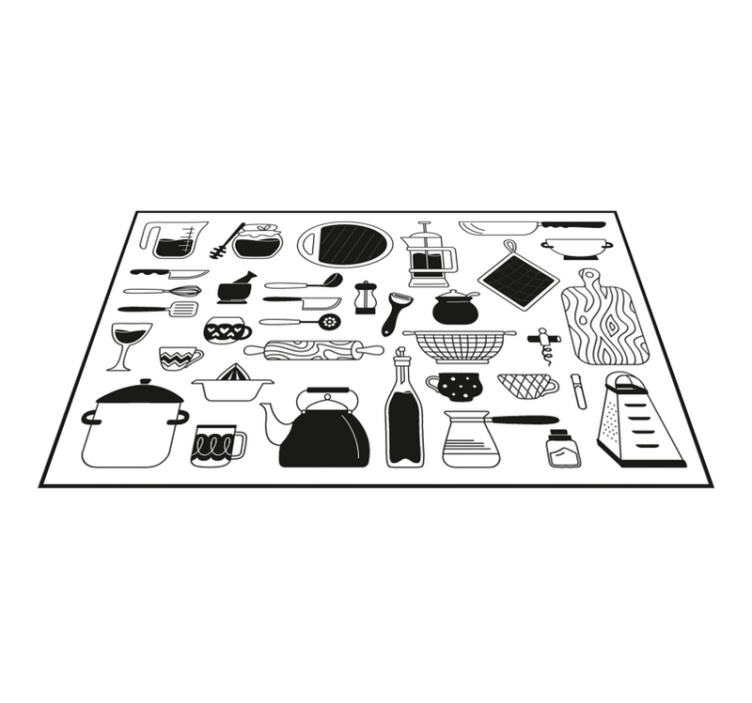 tapis vinyle cuisine Noir et blanc - TenStickers
