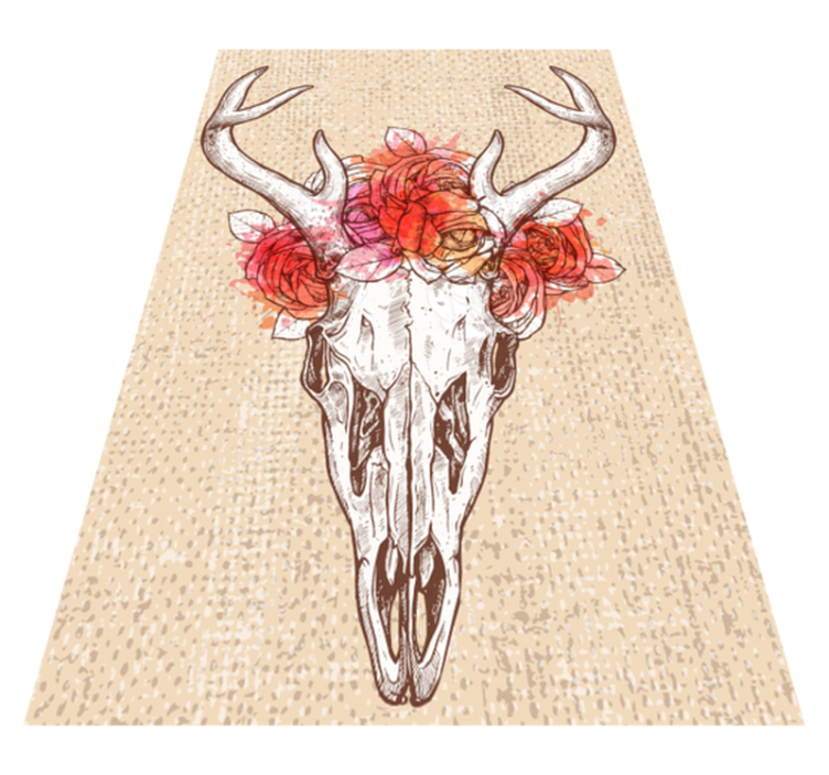 Tapis vinyle animal Crâne de cerf floral - TenStickers