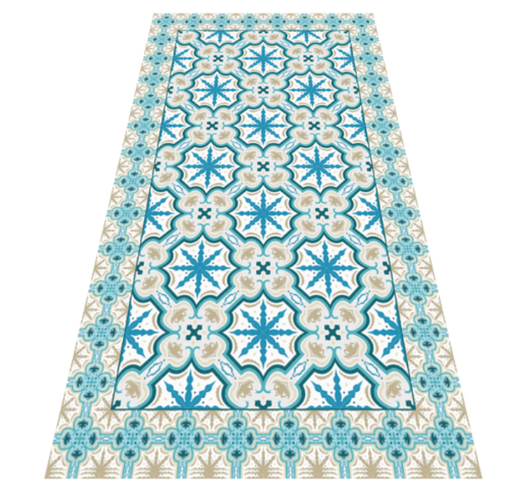 Tapis vinyle carreaux de ciment imprimé botanique azur - TenStickers