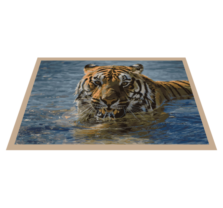 Tapis vinyle animal tigre dans l'eau - TenStickers