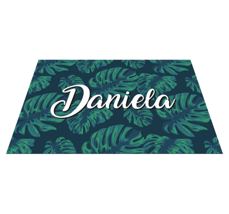Tapis vinyle ado feuilles tropicales avec nom - TenStickers