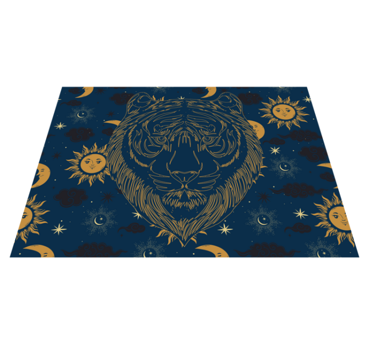 Tapis vinyle animal tigre et soleils - TenStickers