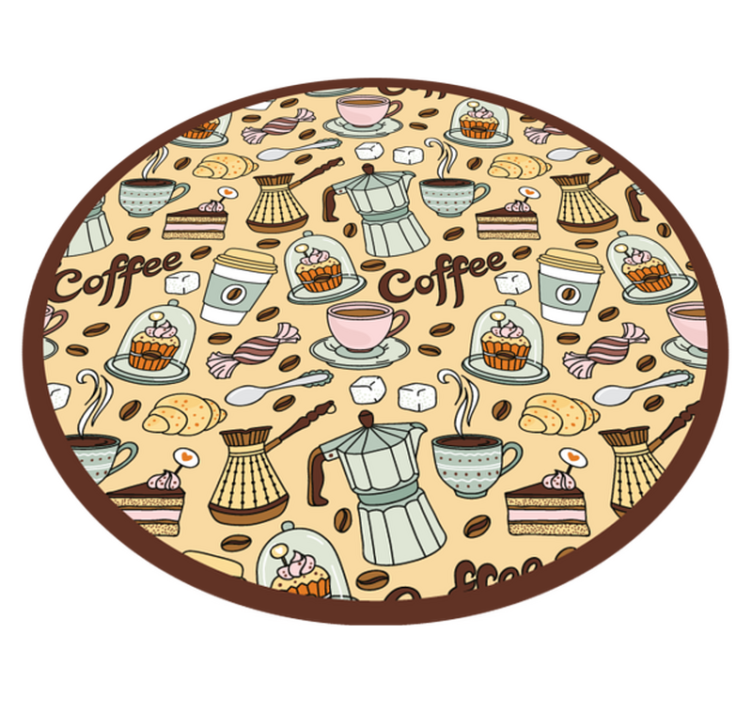 Tapis vinyle cuisine conception de café rond - TenStickers