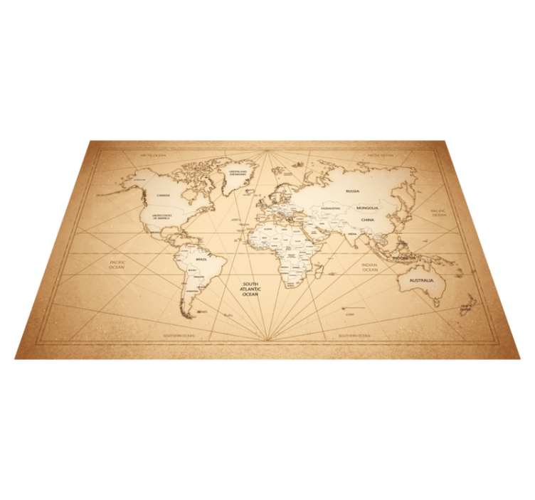 Tapis vinyle carte du monde Style du xixe siècle avec texte - TenStickers