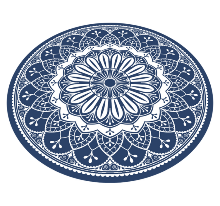 tapis vinyle chambre Mandala bleu circulaire - TenStickers