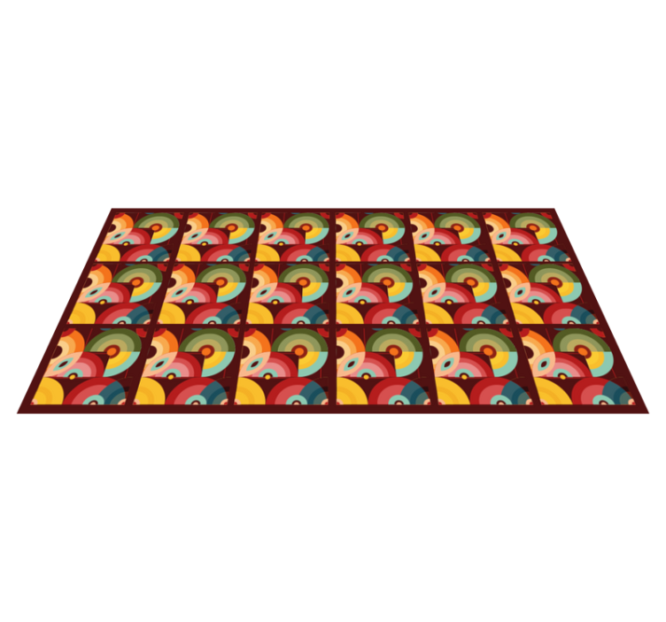 Tapis vinyle vintage formes circulaires colorées rétro - TenStickers