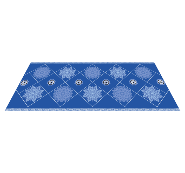 Tapis vinyle salle de bain éléments floraux bleus - TenStickers