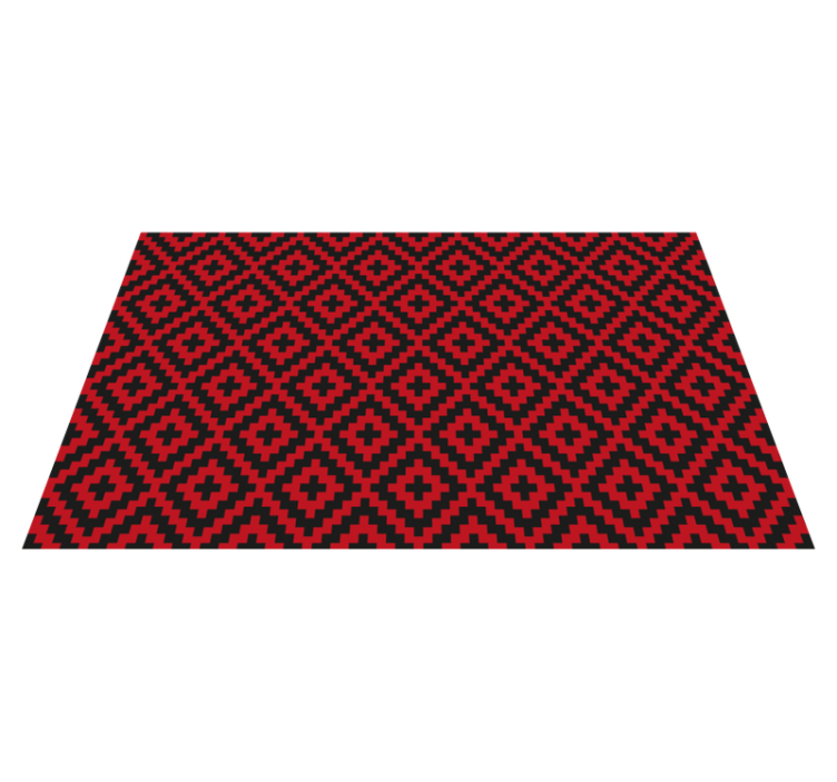 Tapis vinyle effet carrés rouge foncé et noir - TenStickers