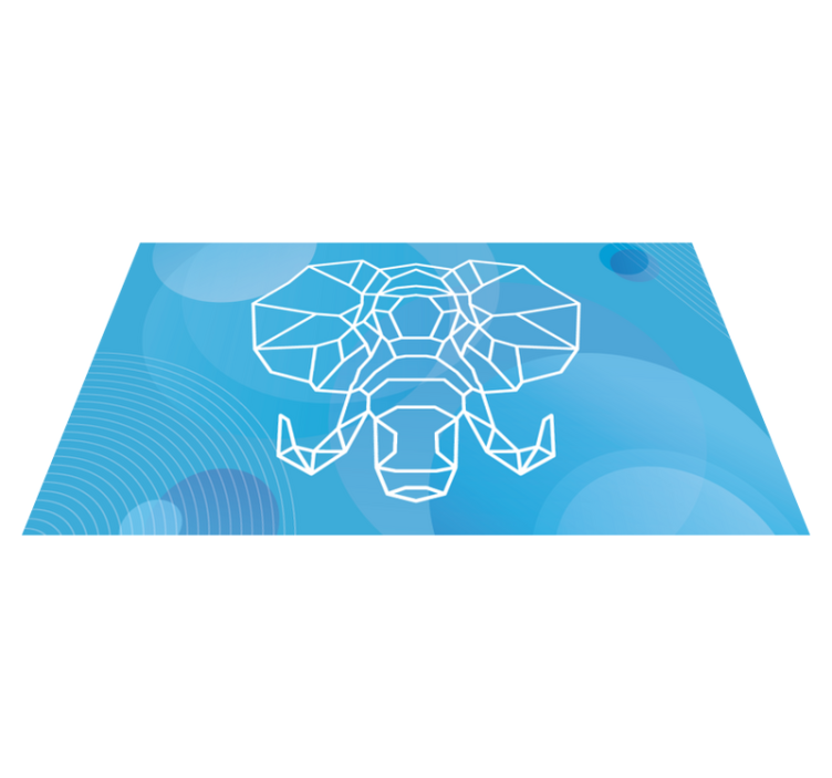 Tapis vinyle animal visage d'éléphant bleu - TenStickers