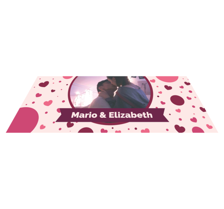 Tapis vinyle avec nom Photo avec des coeurs - TenStickers