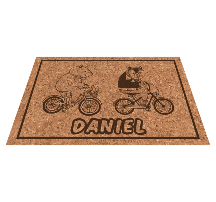 Tapis vinyle autres tapis ours à vélo avec nom - TenStickers