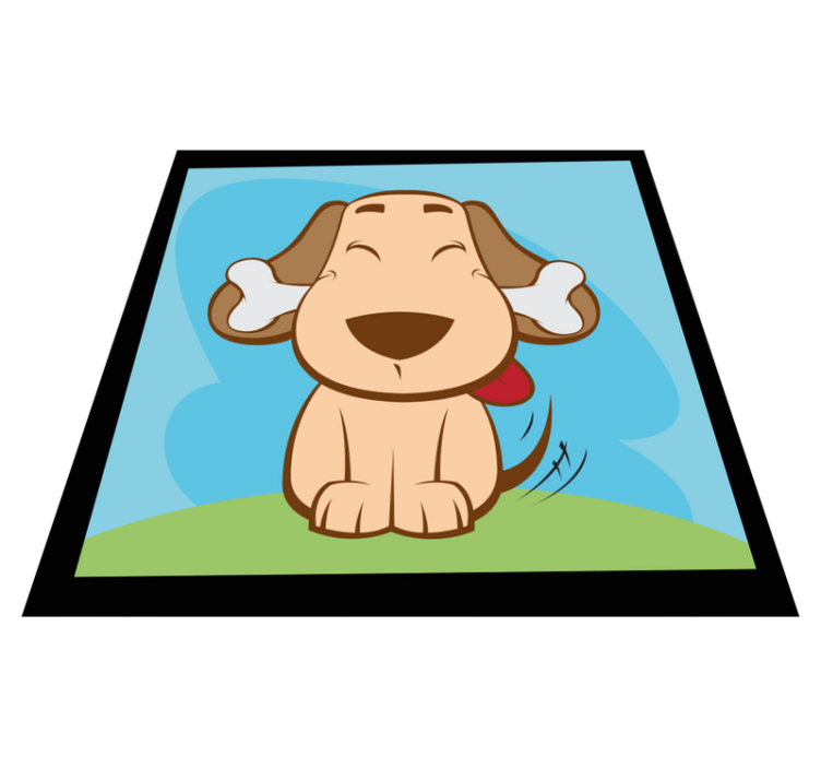 Tapis vinyle animal chien heureux avec os - TenStickers