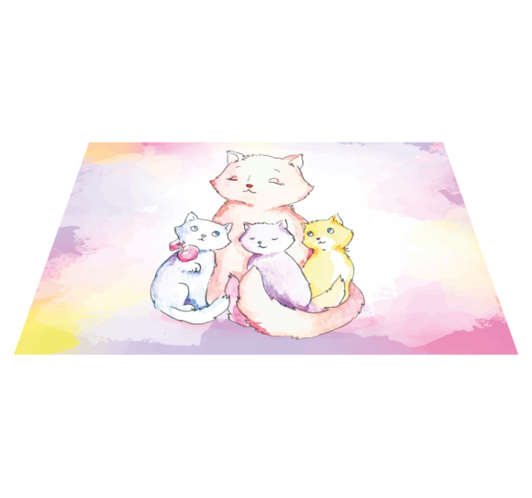 Tapis vinyle chambre bébé famille de chats mignons - TenStickers