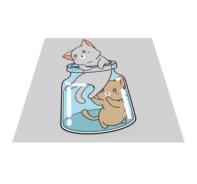 Tapis vinyle animal pot de chats mignons - TenStickers