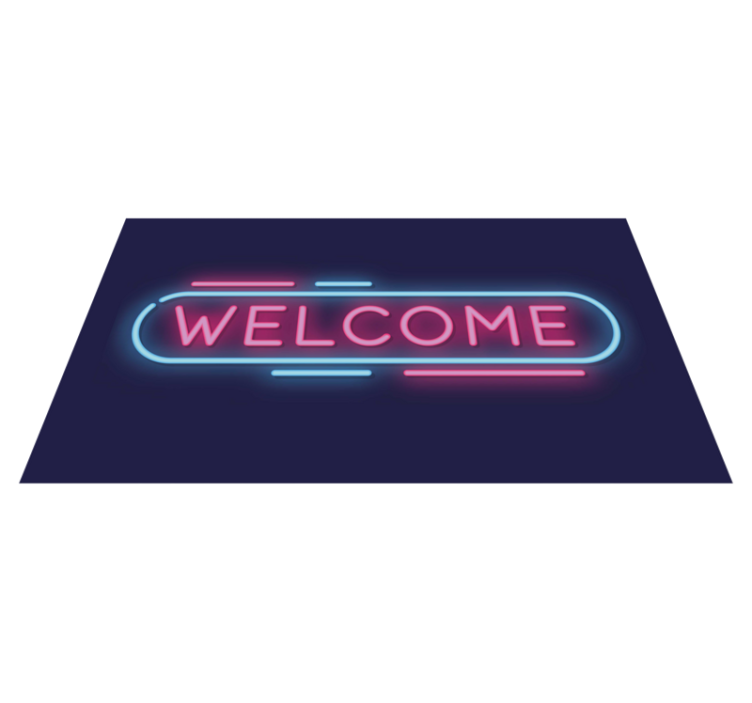 Tapis vinyle entrée panneau néon de bienvenue - TenStickers