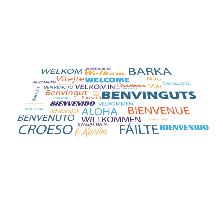 Tapis vinyle citation Bienvenue dans de nombreuses langues - TenStickers