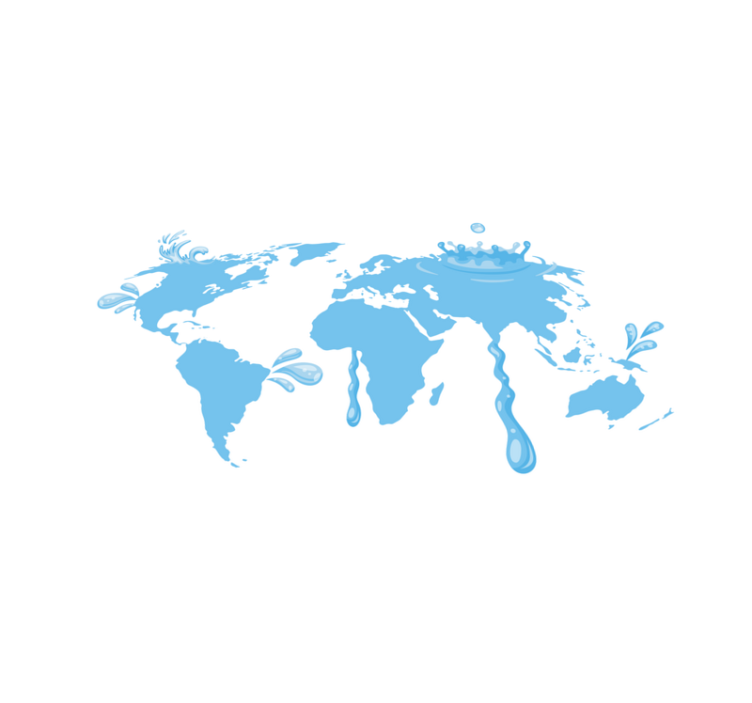 Tapis vinyle carte du monde conception d'eau bleue - TenStickers