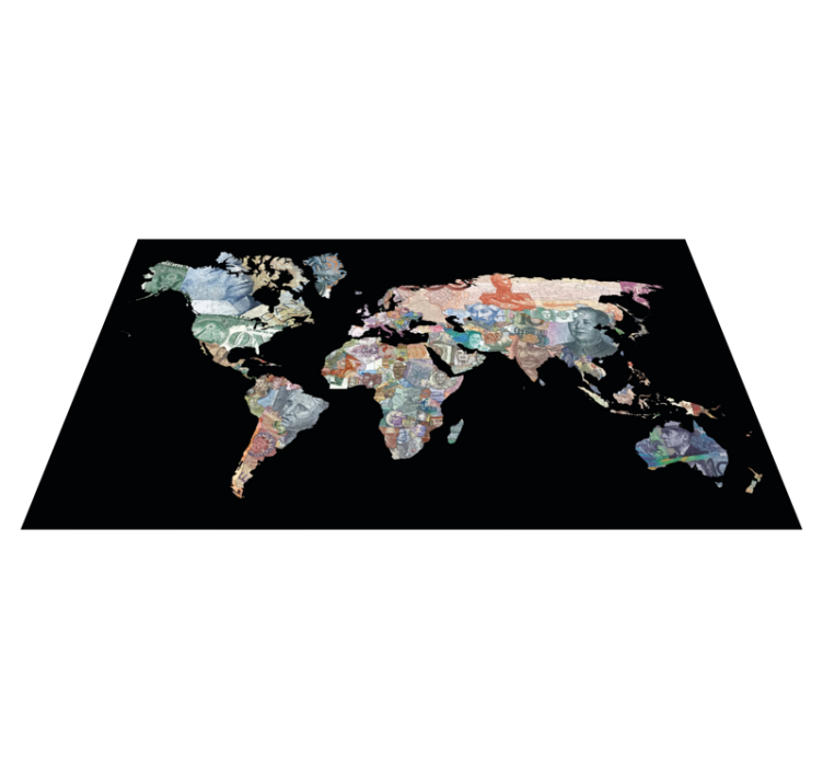 Tapis vinyle carte du monde carte des devises - TenStickers
