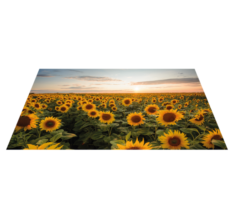 Tapis vinyle fleurs et plantes champ de tournesols - TenStickers
