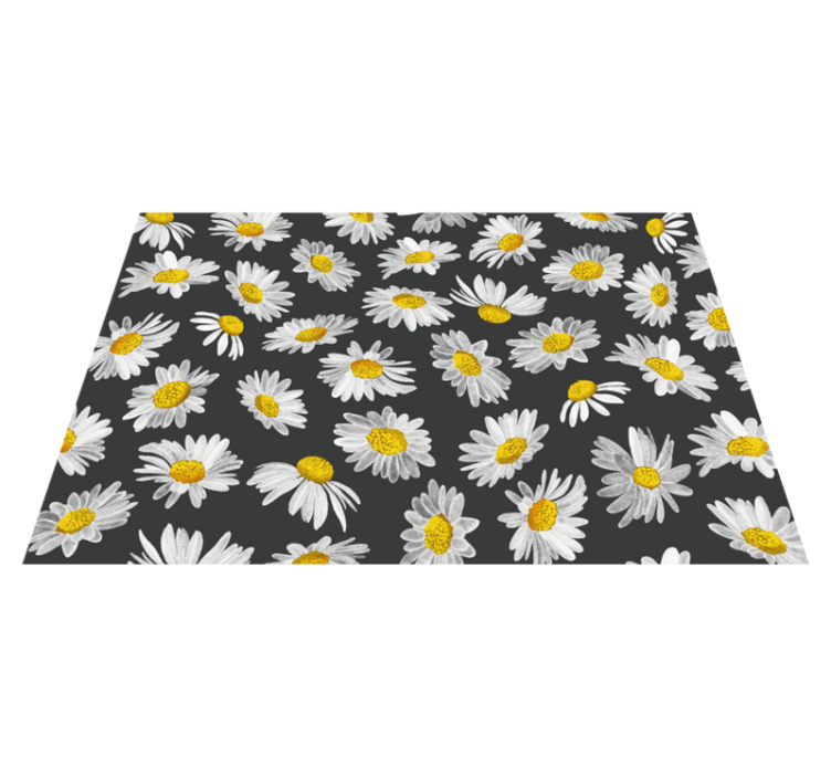 tapis vinyle cuisine Fleur de marguerite noire - TenStickers