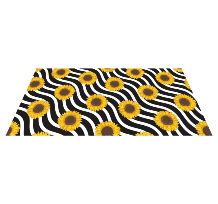 tapis vinyle salon Tournesols sur fond rayé - TenStickers