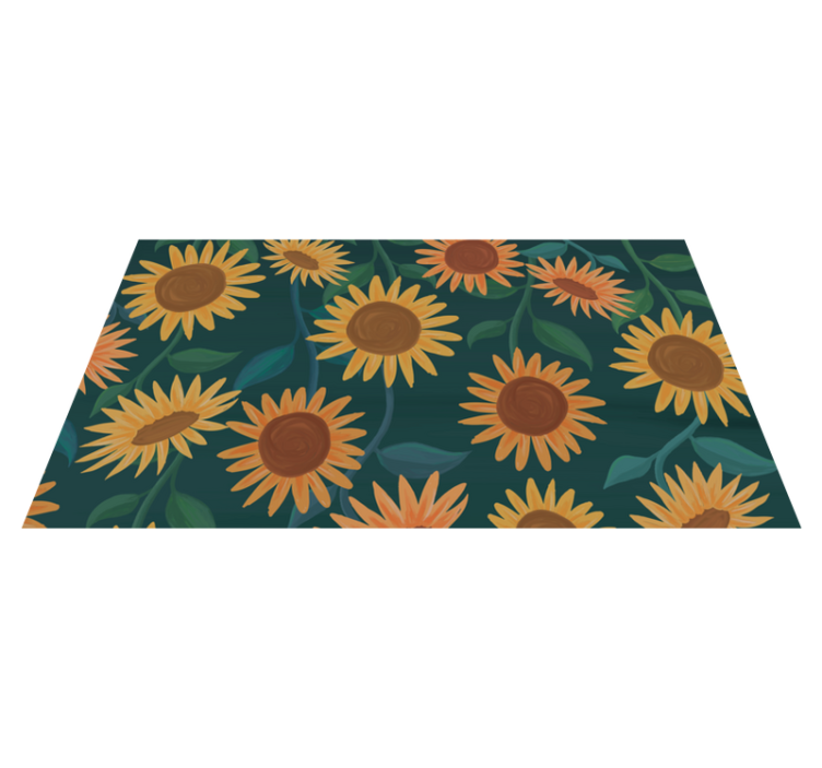Tapis vinyle fleurs et plantes motif de tournesol vintage - TenStickers
