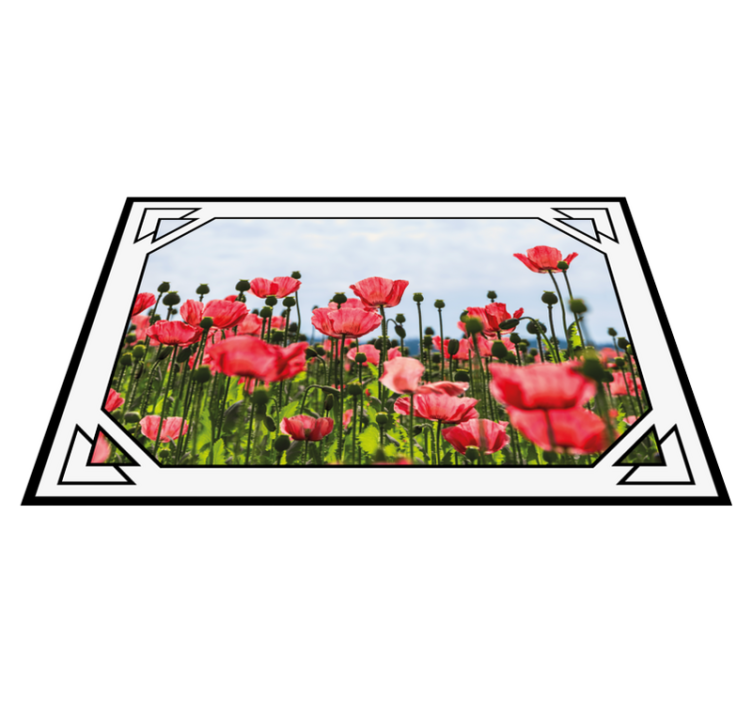 Tapis vinyle fleurs et plantes champ de coquelicots coloré - TenStickers