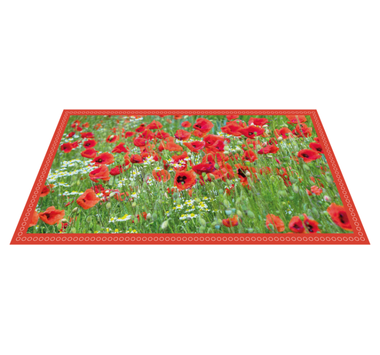 tapis vinyle couloir Pavot et petites fleurs blanches - TenStickers