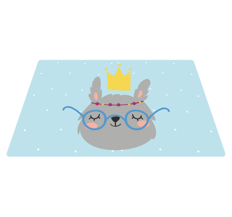 Tapis vinyle pour enfants lapin gris nordique avec lunettes - TenStickers