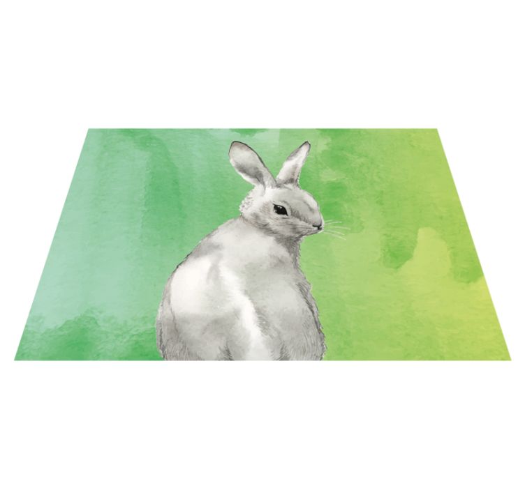 Tapis vinyle animal Lapin sur fond vert - TenStickers