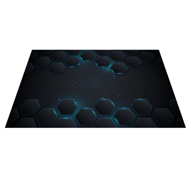 Tapis vinyle géométrique disposition hexagonale bleue - TenStickers